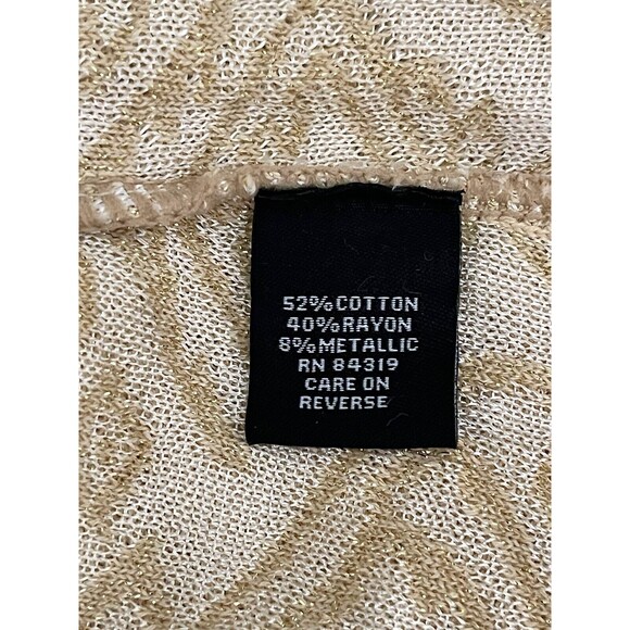 Vintage Y2K Gold Metallic Knit Top S Jacquard Cowl Neck Tie Belt 70s 90s Elegant - Picture 13 of 15